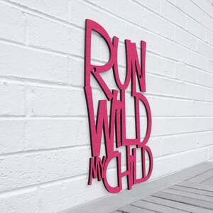 Run Wild my Child Carved Wood Sign, Wild One Birthday Boy Decoration, Woodland Nursery Decor Boy, Safari Nursery Wood Carving Wall Art Decor Magenta