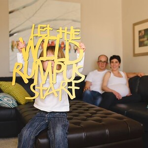 Let The Wild Rumpus Start Wood Wall Art, Where The Wild Things Are Nursery Decor, Toddler Boy Playroom Sign, Maurice Sendak Childrens Book Yellow