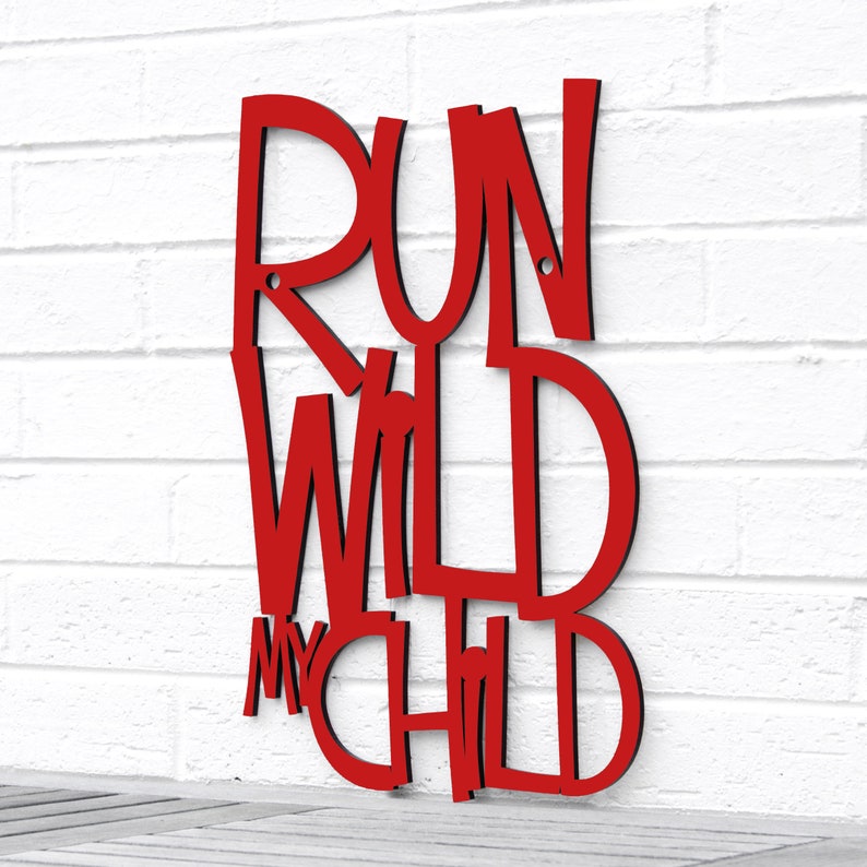 Run Wild my Child Carved Wood Sign, Wild One Birthday Boy Decoration, Woodland Nursery Decor Boy, Safari Nursery Wood Carving Wall Art Decor Red