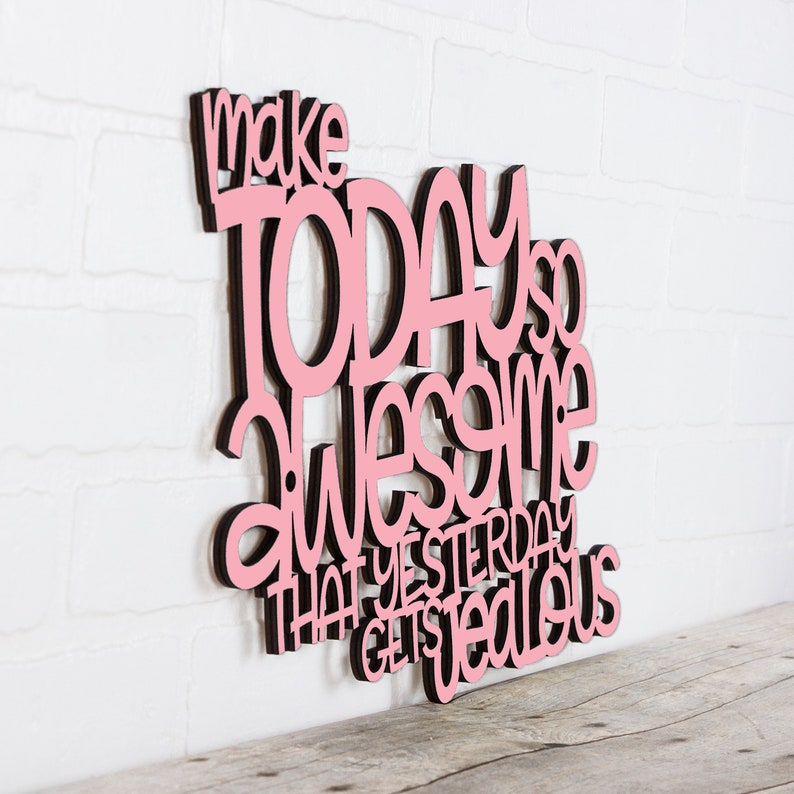 Make Today So Awesome Inspirational Carved Wood Sign, Inspirational Teen Bathroom Wood Wall Decor, Motivational Classroom Decor Teacher Sign image 6