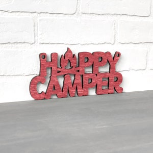 Happy Camper Wood Camping Signs, Wood Wall Art Camper Decor Wall Hanging, Modern Woodwork Rv Accessories, Lake Summer Quotes Wooden Signs Weathered Red