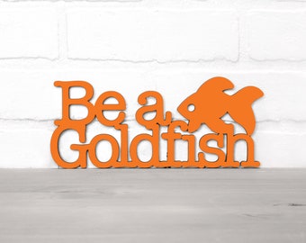 Be A Goldfish Wood Carving Wall Art, High School Teacher Football Coach Gift, Locker Room Decor Wood Signs Sayings, Inspirational Word Art