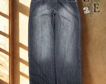 Gothic Washed Black Baggy Jeans: Y2K Wide-Leg Denim