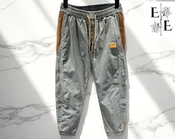 Unisex Colorblock Cargo Joggers: Elastic Waist Streetwear Trousers