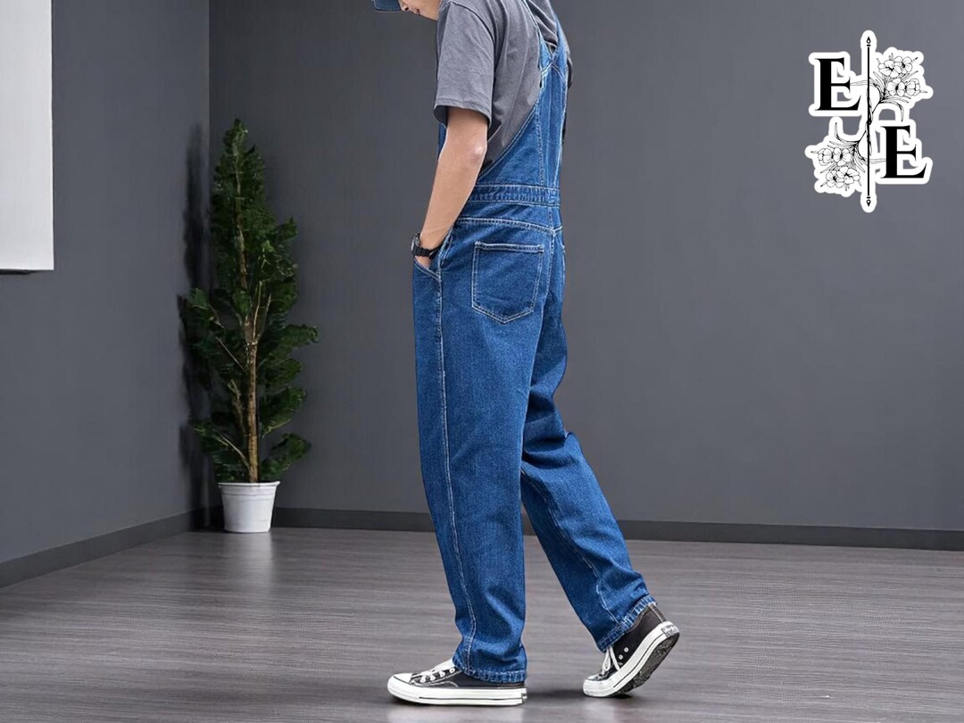 Salopette En Jean Homme Multi-Poches - Combinaison Travail Bretelles Réglables Coupe Décontractée
