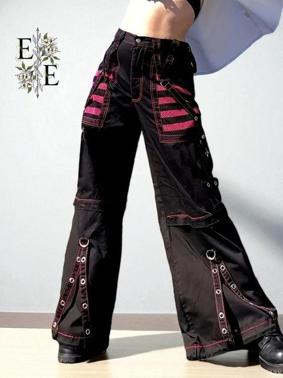 Y2K Gothic Punk Wide Leg Pants, Retro Streetwear Trousers - Etsy