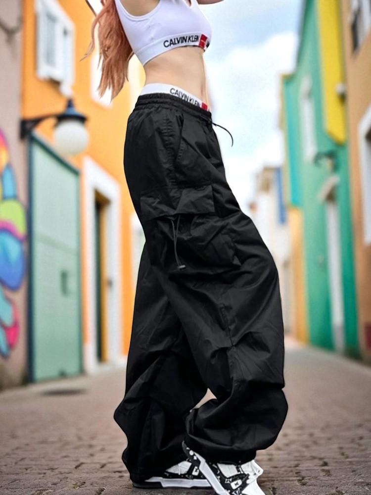 Y2K Parachute Cargo Pants: Women's Oversized Pocket Streetwear - Etsy