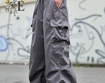 Y2K Parachute Cargo Pants: Women's Oversized Pocket Streetwear