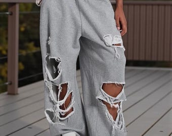 Vrouwen Gestreepte Side Baggy Joggingbroek Y2k Elastische Taille Witte