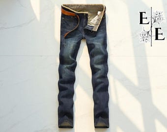 Men's Straight Fit Denim Jeans, Classic Everyday Style, Streetwear Casual Pant, Regular Pants