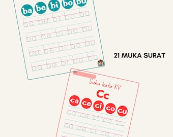 Buku tulisan Suku Kata KV Digital product PDF