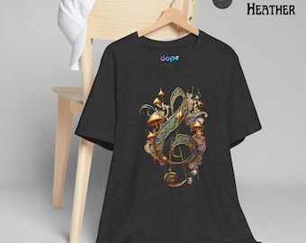 Mushroom Treble Clef Unisex Tee, Psychedelic Music Lover Shirt