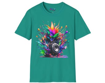 Colorful Pineapple Speaker T-Shirt | Vibrant Rave Streetwear