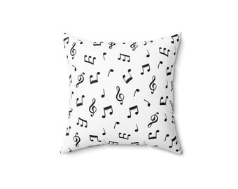 Music Notes Square Pillow, Sheet Music Art, Musician Home Decor