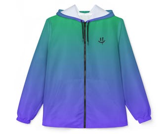 Color Gradient Windbreaker Jacket, The Hustle Continues, Lightweight, Water-Resistant, Streatwear, Outdoors
