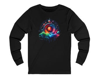 Colorful Subwoofer Long Sleeve Shirt, Music Festival Unisex Tee