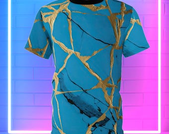 Abstract Gold Kintsugi Texture T-Shirt, Unisex Graphic Tee