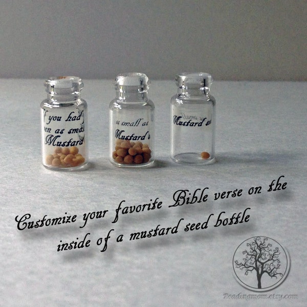 Pearl wire wrapped Mustard seed bottle with bible verse, personalized verse jewelry, Small message bottle pendant