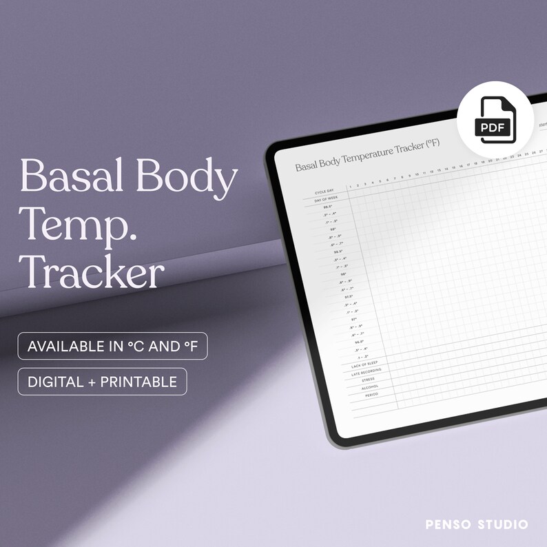 Printable Basal Body Temperature Tracker, BBT Chart, Fahrenheit