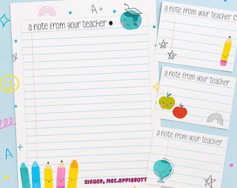 A Note From Your Teacher Printable Stationery Set