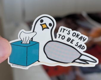 Supportive Seagull Sticker: Funny Laptop Decal, Waterproof Vinyl