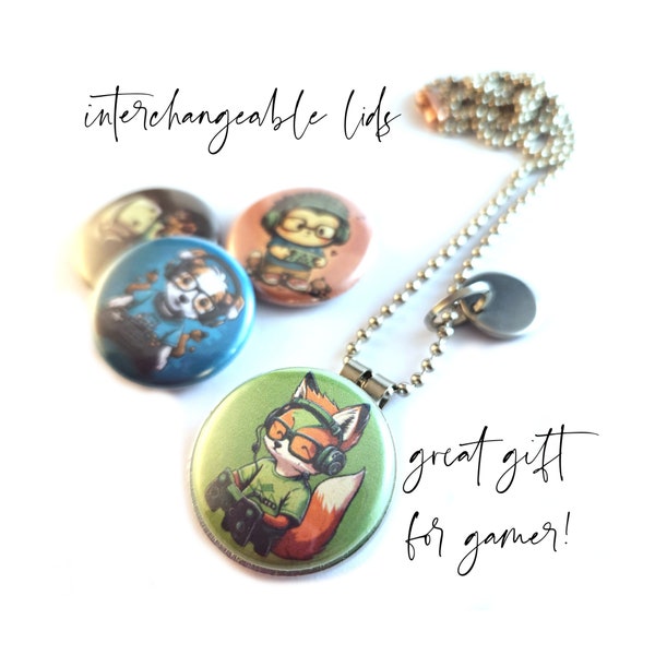 Boy Back to School Gamer Locket • Confidence Builder • Gamer Necklace • Holds Picture • 4 in 1 • Gift Video Gamer • Boyfriend Gamer Jewelry