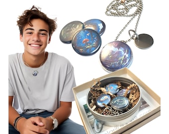 Unique GADGET Jewelry for Teenage Gamers - Interchangeable Lid Locket with Iconic Video Game Scenes - Perfect Gift for Gaming Enthusiasts