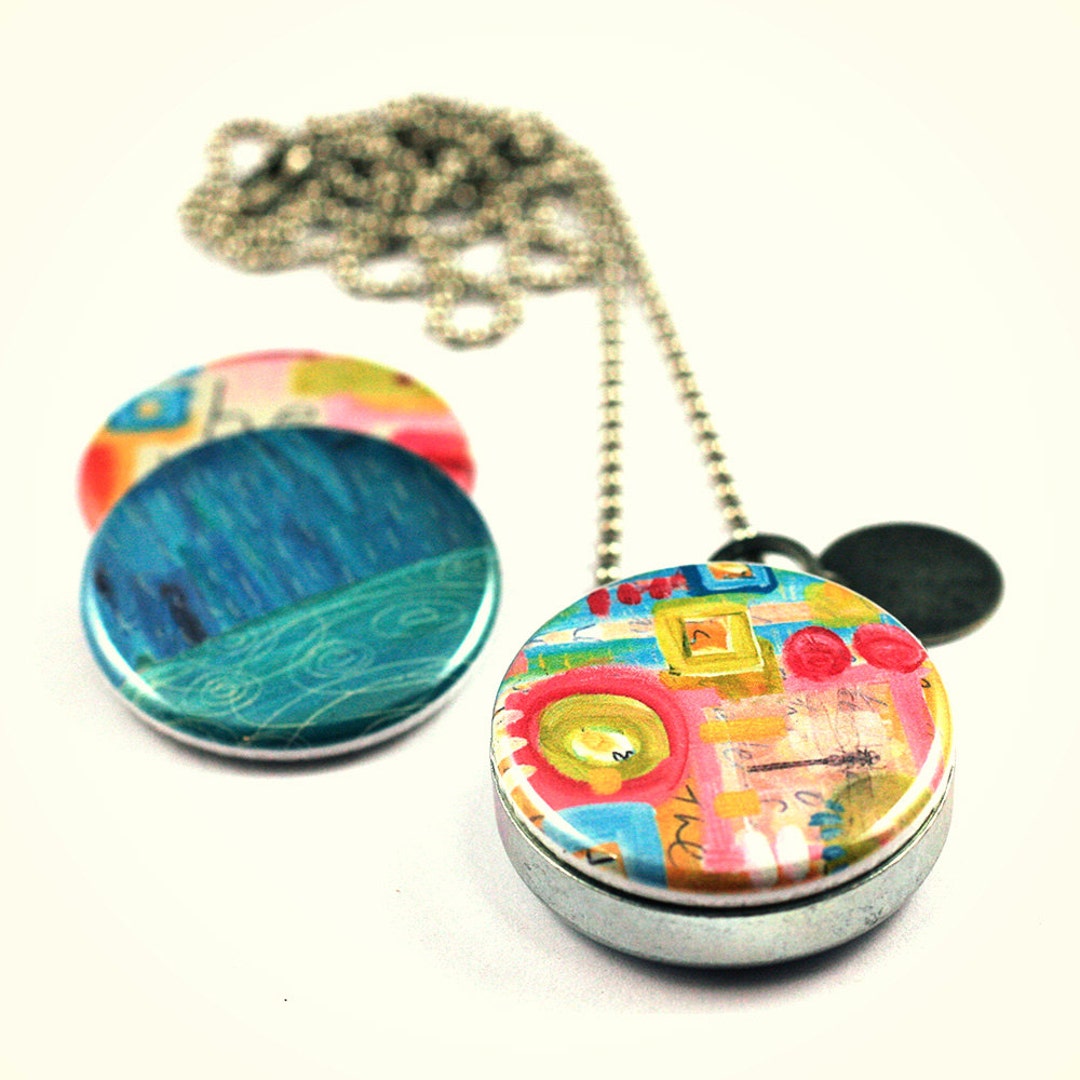 Modern Art Locket Photo Locket Abstract Art Magnetic 3 - Etsy