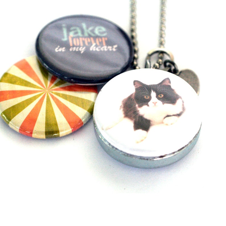 Memorial Cat Locket Necklace Personalized Keepsake Etsy