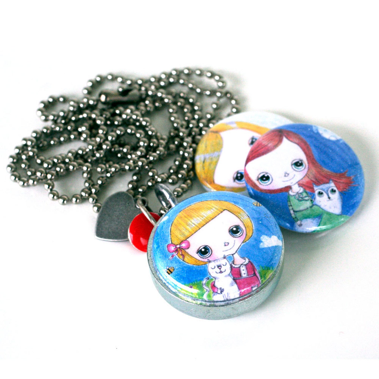 Little Girl Locket Necklace Angel Locket Necklace Girls Art Etsy