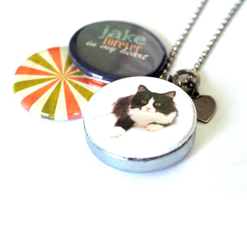 Memorial Cat Locket Necklace Personalized Keepsake Etsy