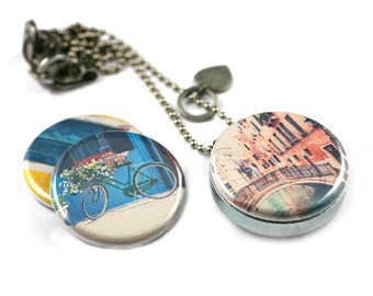 VENICE Italy Locket Necklace • Venice Jewelry • Travel Necklace • Italian Travel Gift • Bicycle • Bridge • Burano • 3 in 1 Magnetic Jewelry