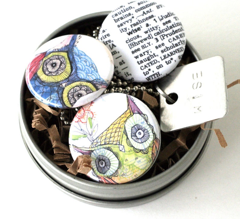 Owl Jewelry, Owl Locket Necklace, Owl Art Locket, Art Locket Necklace, Stamped Necklace, Owl Lover Gift, Owl Art Picture Locket, Corid image 3