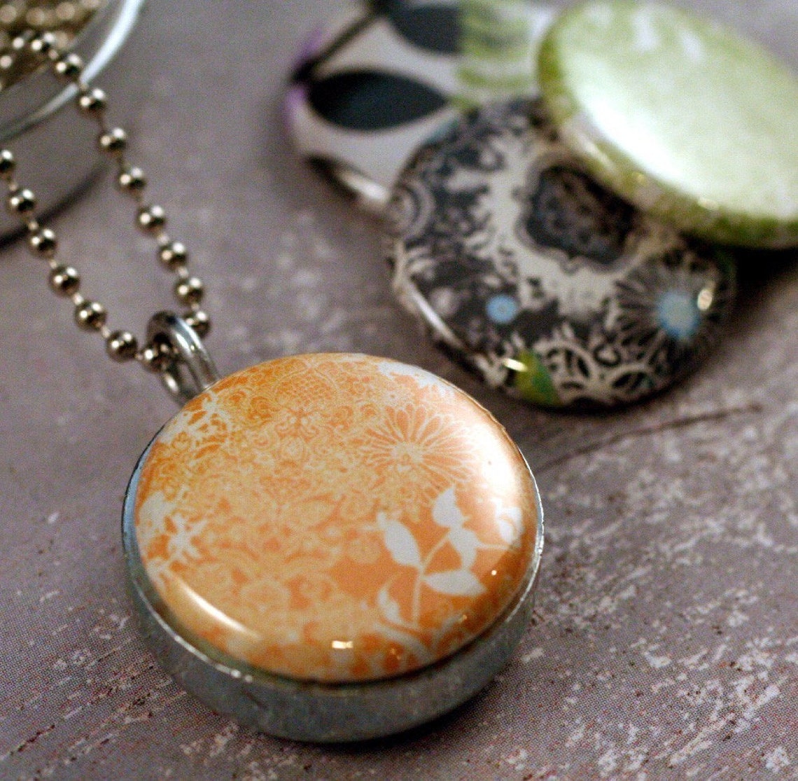 Funky Floral Locket Eco Friendly Mini Green Yellow Etsy