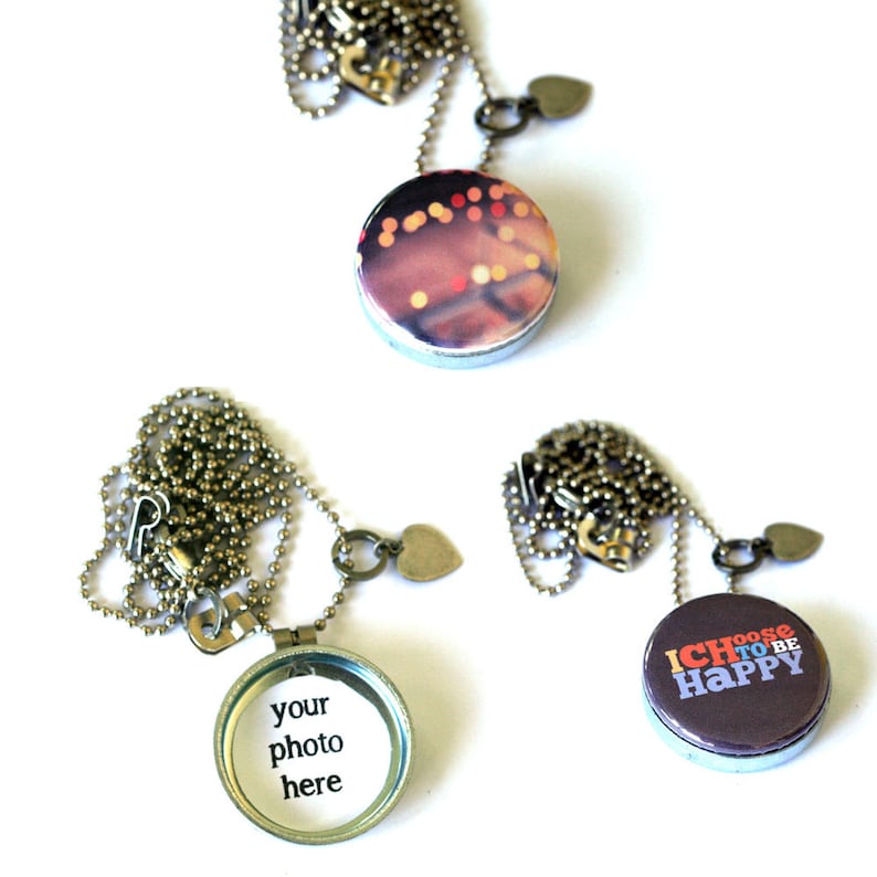 Choose Happiness Locket Necklace Gift for Girlfriend Amusement Park Skyride Photography Bokeh Necklace Photography Jewelry Fun Joy