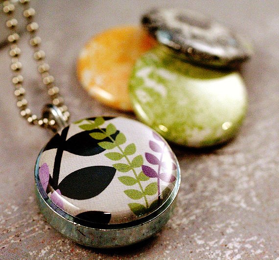 Funky Floral Locket Eco Friendly Mini Green Yellow Etsy