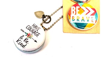 Have Courage and Be Kind Necklace, Magnetic 3 Necklaces in 1, Holds a Picture or Message, Kindness Necklace, Courage Necklace, Polarity