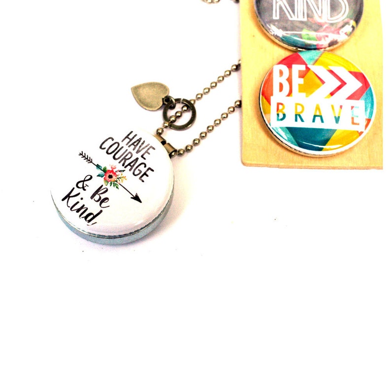 Have Courage and Be Kind Necklace, Magnetic 3 Necklaces in 1, Holds a Picture or Message, Kindness Necklace, Courage Necklace, Polarity image 1