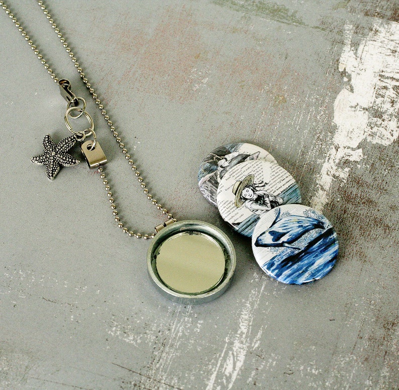 Seaside Mirror Locket Necklace Magnetic and Interchangeable - Etsy