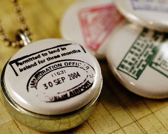 Small Locket - Passport Stamps Travel Locket - Magnetic Necklace - Interchangeable by Polarity