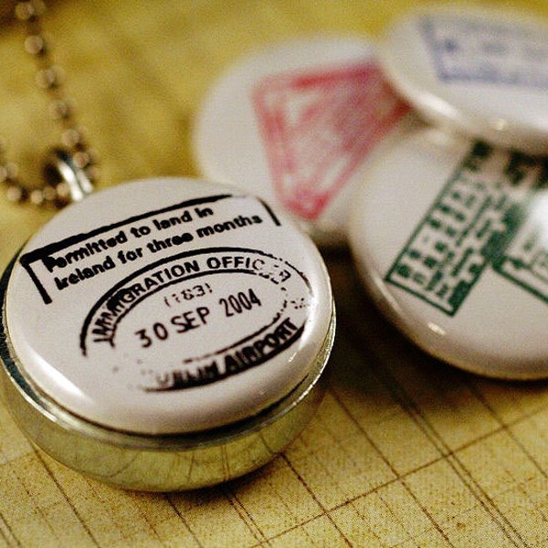Small Locket - Passport Stamps Travel Locket - Magnetic Necklace - Interchangeable by Polarity