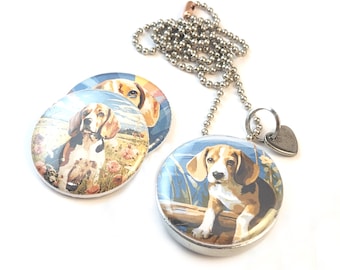 BEAGLE Locket Necklace • Dog Lover Jewelry • Beagle Dog Owner Gift  • Beagle Mom • Wearable Beagle Art • Beagle Personalized Locket