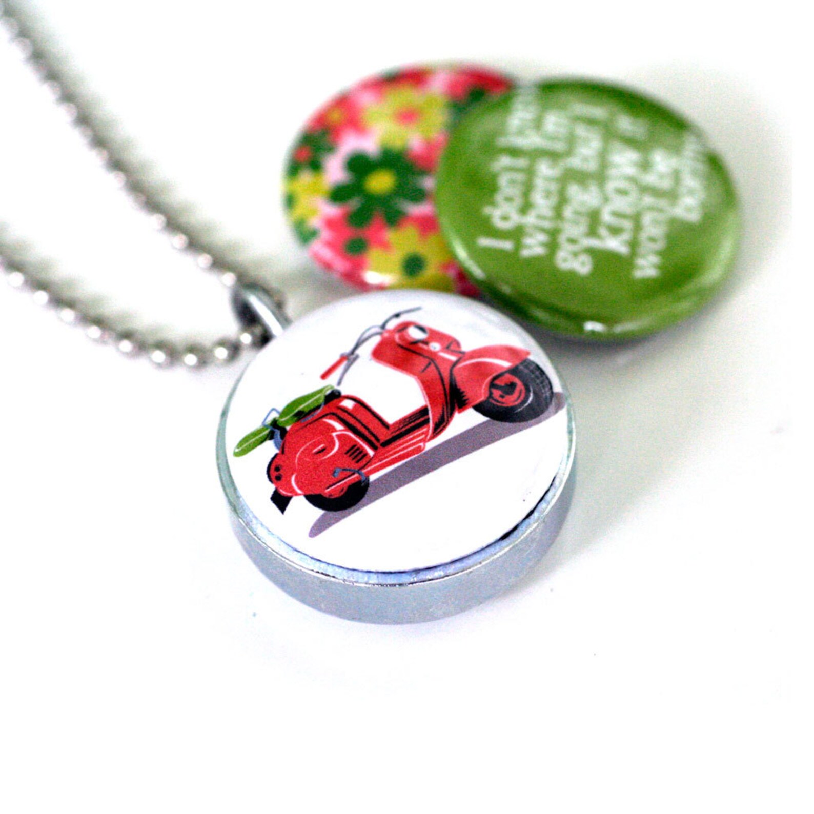 Scooter Locket Necklace Scooter Jewelry Journey Red Scooter Etsy