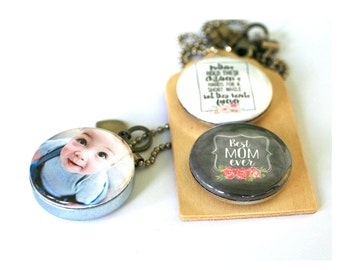 Custom Locket for Mom, Personalized Mother Jewelry, Mom Necklace, Mom Locket, ANY Photo, Chalkboard Art Necklace, Magnetic, Interchangeable