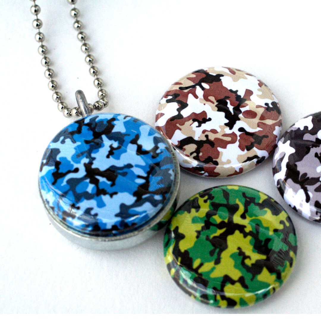 Camo Jewelry, Camo Necklace, Camo Locket, Camouflage, Military Fatigue