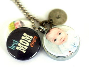 MOM Necklace, Keepsake Jewelry, Personalized Necklace for Mom, Keepsake Locket, Unique Keepsake Gift, Mom Gift, Child Photos, Child Artwork