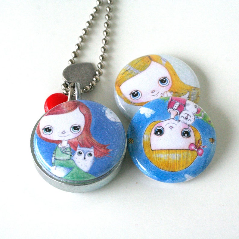 Little Girl Locket Necklace Angel Locket Necklace Girls Art Etsy Canada