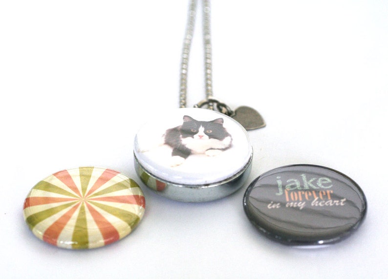 Memorial Cat Locket Necklace Personalized Keepsake Etsy