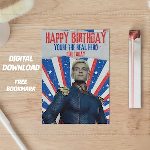 Fan art, les garçons, carte d'anniversaire, joyeux anniversaire, héros, petit ami, super-héros, cadeau d'anniversaire, drôle, signet, illustration, coloré, impoli