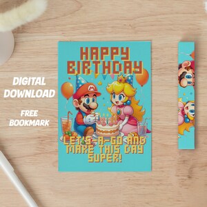 Mario, Fan Art, Geburtstagskarte, Peach, Nintendo, Gamer, Geschenk, spass, Bunt, Illustration, Für Sie,. Für IHN